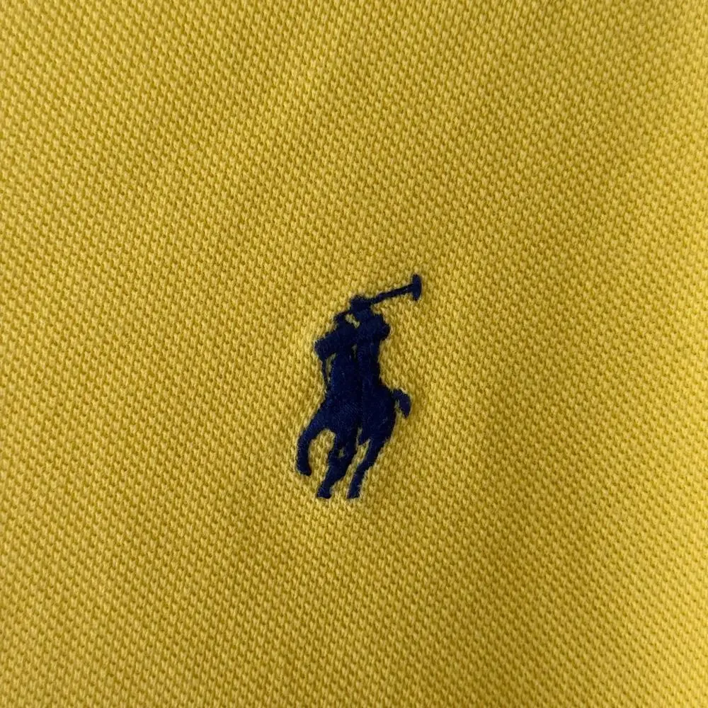Polo Ralph Lauren Cotton Yellow Custom Fit Polo Short Sleeve Large Preppy Casual